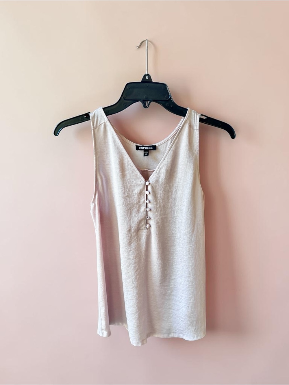 Express Women's Light Pink V-Neck Button Front Shell Top XS